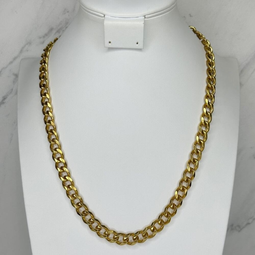 Chunky Gold Tone Curb Link Chain Necklace 25" Bold Statement Mob Wife ✨